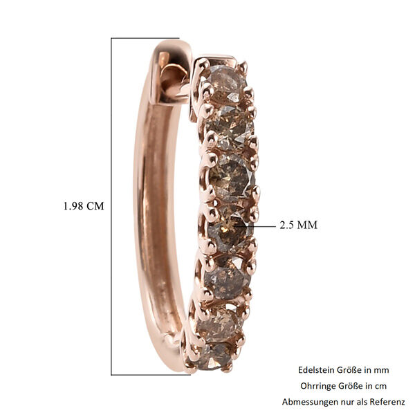 Champagner Diamant-Creolen, 925 Silber Roségold Vermeil ca. 1,00 ct image number 6