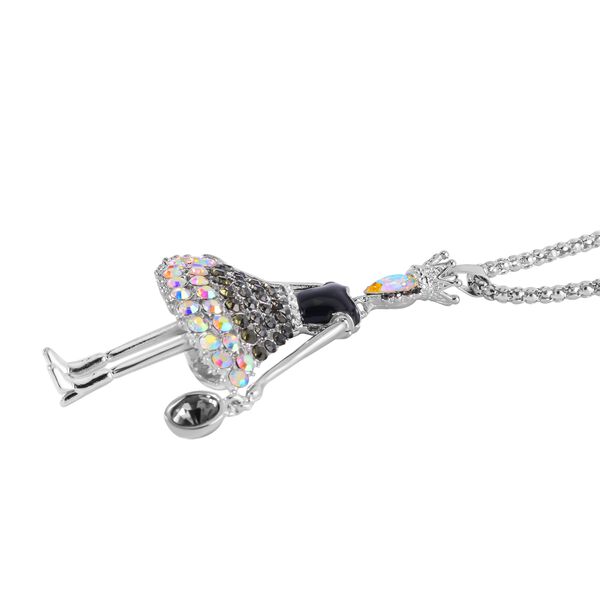 Emaillierte AB, schwarze und nordlichtfarbene Kristall Halskette, 70+5 cm image number 3