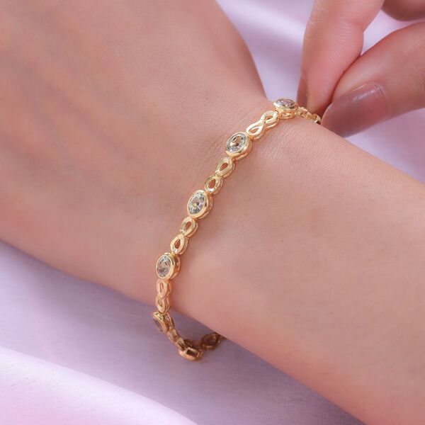 AAA Turkizit Armband, ca. 19 cm, 925 Silber Gelbgold Vermeil ca. 2.40 ct image number 3