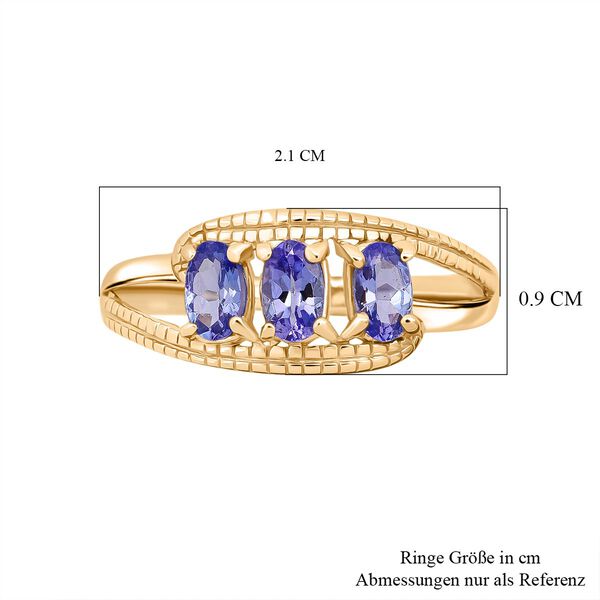 Tansanit Ring 925 Silber vergoldet (Gr&ouml;&szlig;e 18.00) ca. 0.64 ct image number 6