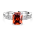 Lustro Stella Roter Saphir-Farbener Zirkonia, Wei&szlig;er Zirkonia Ring 925 Silber rhodiniert (Gr&ouml;&szlig;e 19.00)