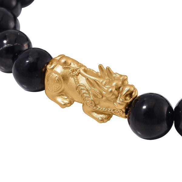 Shungit Armband, flexibel, 925 Silber vergoldet ca. 125.00 ct image number 4