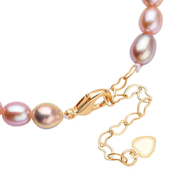 Mehrfarbiges Süßwasserperlen-Armband, ca. 16.5 cm, Edelstahl goldfarben image number 4