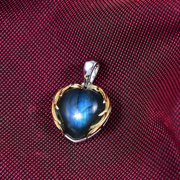 D'Joy AAA Labradorit Anhänger 925 Silber Rhodiniert und 750 Gelbgold Vermeil ca. 6,37 ct. image number 2