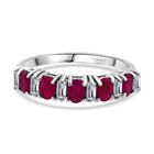 Burma-Rubin, Moissanit Ring, 925 Silber rhodiniert (Größe 21.00) ca. 1.46 ct