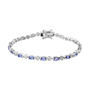 AA Tansanit und wei&szlig;es Zirkon-Armband, ca. 19 cm, 925 Silber platiniert ca. 4.82 ct