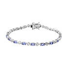 AA Tansanit und weißes Zirkon-Armband, ca. 19 cm, 925 Silber platiniert ca. 4.82 ct