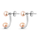 Pfirsich-Süßwasser Perlen-Ohrringe, 925 Silber rhodiniert image number 3