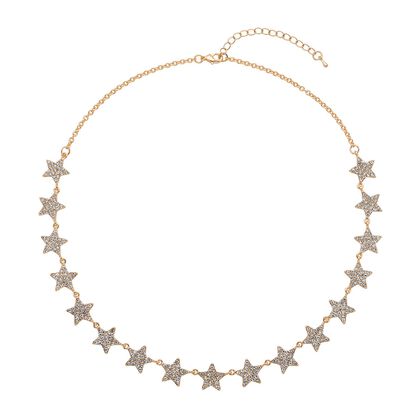 Wei&szlig;e Kristall Halskette, ca. 50 cm, goldfarben