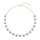 Weiße Kristall Halskette, ca. 50 cm, goldfarben