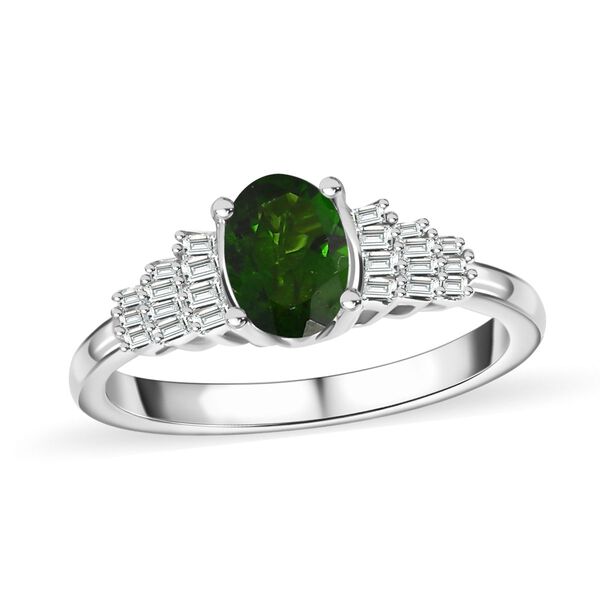 Nat&uuml;rlicher Chromdiopsid und Diamant-Ring - 1,05 ct. image number 4