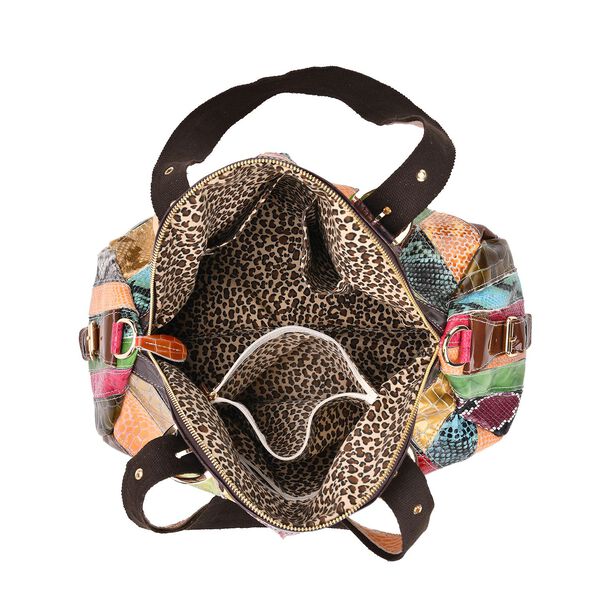 Chaos by Elsie Echtleder Crossbody Tasche mit RFID und Mini-Blitzlampe – Multicolor Animal-Print image number 6