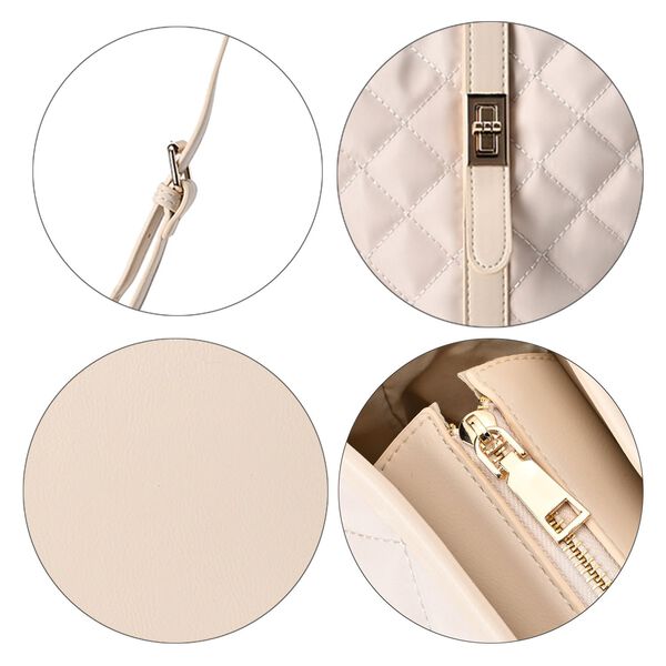 Gesteppte Umh&auml;ngetasche, Karomuster, beige image number 6