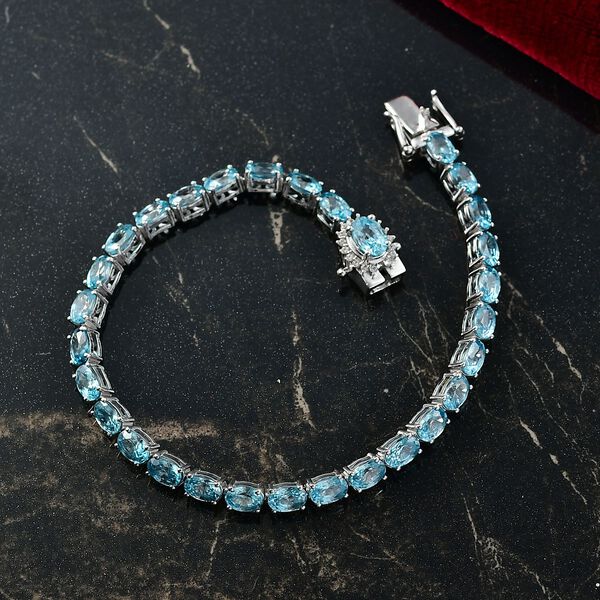 D'Joy Blauer Zirkon Armband ca. 19 cm 925 Silber rhodiniert ca. 23,43 ct. image number 2