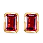 Lab Created Roter Smaragd (Beryll) Ohrringe 925 Silber 750 Gelbgold Vermeil ca. 1.07 ct