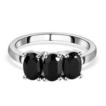 Schwarzer Spinell Ring, Edelstahl (Gr&ouml;&szlig;e 16.00) ca. 1,91 ct