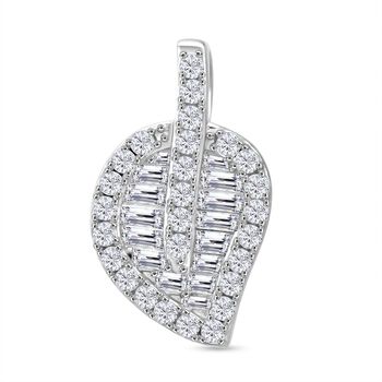 LUSTRO STELLA - Wei&szlig;er Zirkonia Blatt Anh&auml;nger 925 Silber rhodiniert