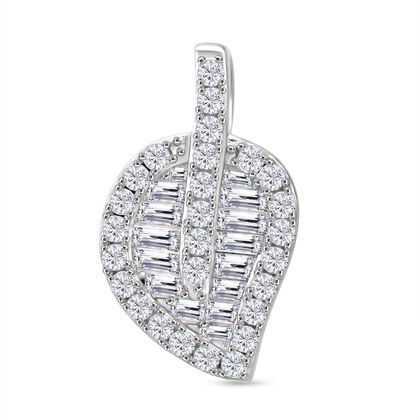 LUSTRO STELLA - Wei&szlig;er Zirkonia Blatt Anh&auml;nger 925 Silber rhodiniert