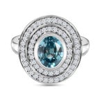 Kambodschanischer blauer und Weißer Zirkon Ring 925 Silber platiniert  ca. 3,98 ct image number 0