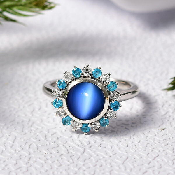 D'Joy Aurora Mondstein, Weißer Zirkon Ring 925 Silber rhodiniert (Größe 18.00) ca. 2,99 ct image number 1