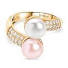 EVER TRUE Wei&szlig;e S&uuml;&szlig;wasser Perle (7.5-8 mm), Pfirsich-S&uuml;&szlig;wasser Perle (7.5-8mm) Ring Nickelfreies Messing (Gr&ouml;&szlig;e 19.00) 9.41 ct