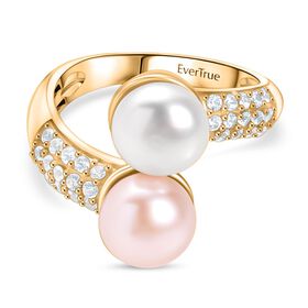 EverTrue wei&szlig;er, Pfirsich S&uuml;&szlig;wasserperle und Zirkon Ring