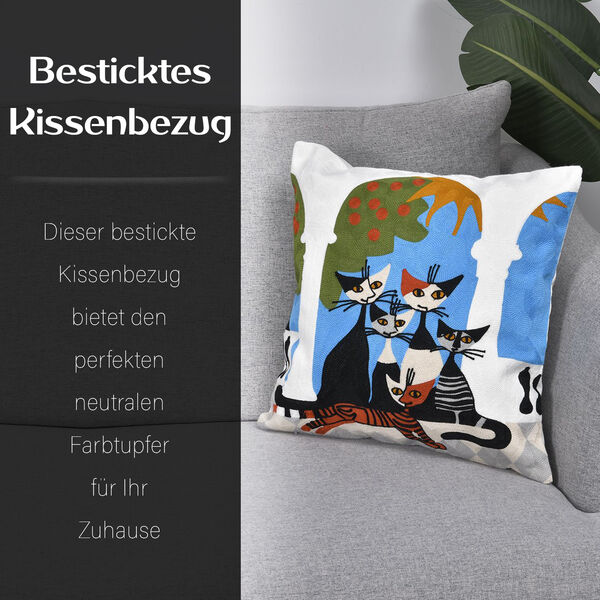 Besticktes Kissenbezug mit Rei&szlig;verschluss, Katzen image number 7