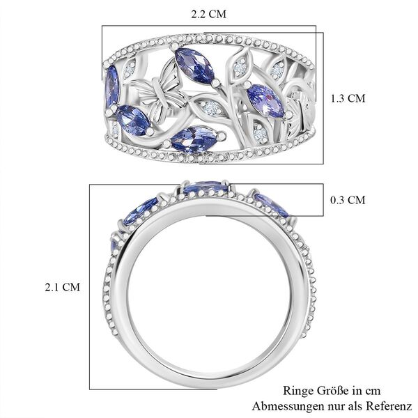 Tansanit Zirkonia, Wei&szlig;er Zirkonia Ring Messing (Gr&ouml;&szlig;e 16.00) image number 6