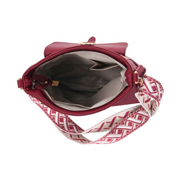 Elegante Umhängetasche aus feinem Lederimitat mit Mehrfachfächern, 24x27 cm, Bordeauxrot image number 6