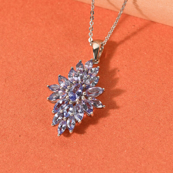 Tansanit Anh&auml;nger mit Silberkette 50 cm 925 Silber platiniert ca. 2,27 ct image number 2