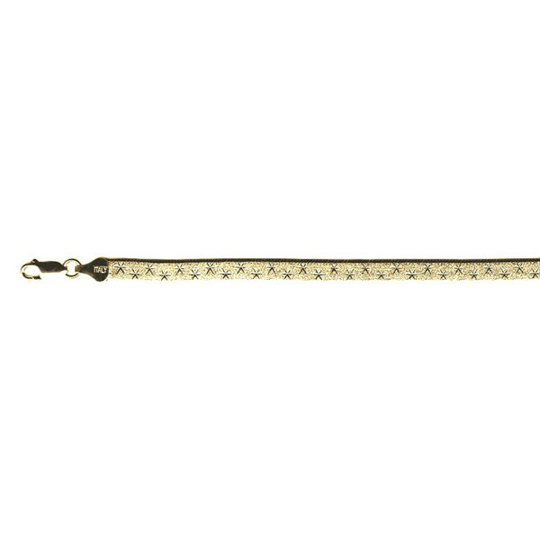 Italienische Stern Herringbone Kette ca. 45 cm+ 5 cm Extender, 925 Silber vergoldet ca. 10,12g