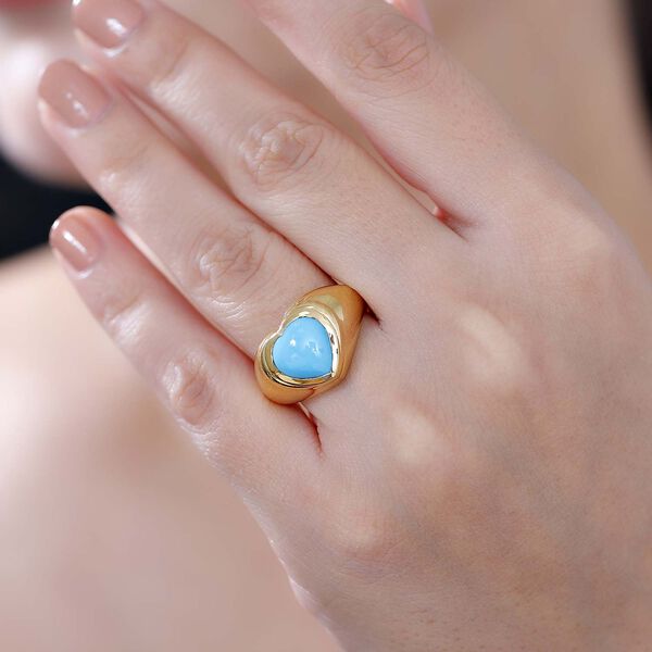 AA Amerikanischer natürlicher Sleeping Beauty Türkis Ring, 925 Silber 750 Gelbgold Vermeil (Größe 20.00) ca. 2.93 ct image number 3