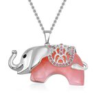 Rosenquarz, Schwarzer Kristall Halskette ca. 50 cm Reiner Edelstahl ca. 10,50 ct.