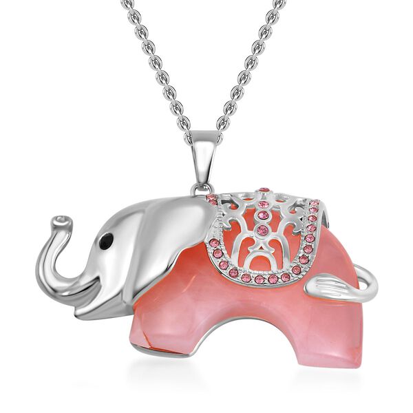 Rosenquarz, Schwarzer Kristall Halskette ca. 50 cm Reiner Edelstahl ca. 10,50 ct. image number 0