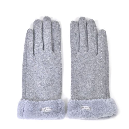 LA MAREY Handschuhe mit Kunstfell Bordüre, Grau image number 0