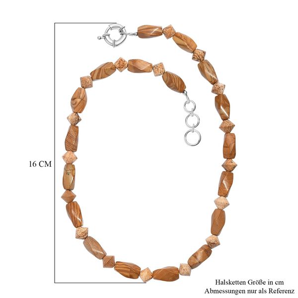 Erdnuss Holz Jaspis Halskette ca. 45 cm Nickelfreies Messing platiniert ca. 220.00 ct image number 6