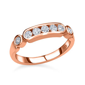 Moissanit Ring, 925 Silber Roségold Vermeil - 0,49 ct.