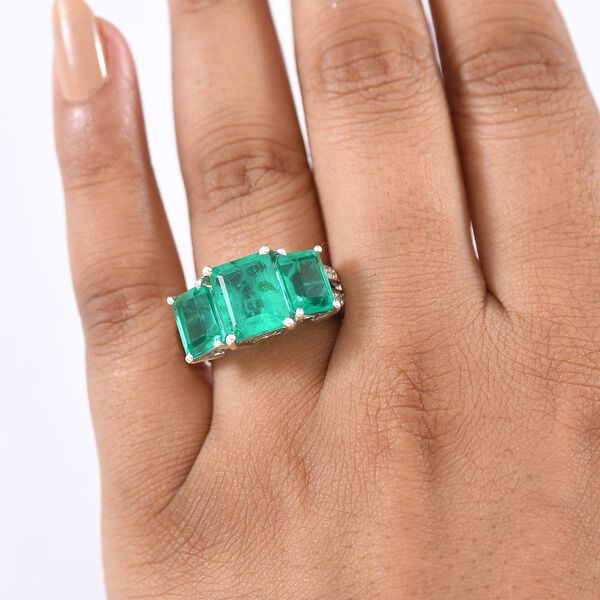 D'Joy Smaragd Triplett Quarz und Zirkon Ring - 7,16 ct. image number 3
