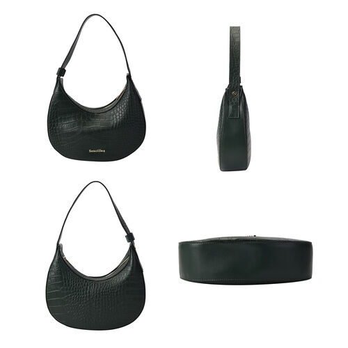 Sencillez Hobo Tasche aus echtem Leder, Größe 27x7x14 cm, Dunkelgrün image number 1