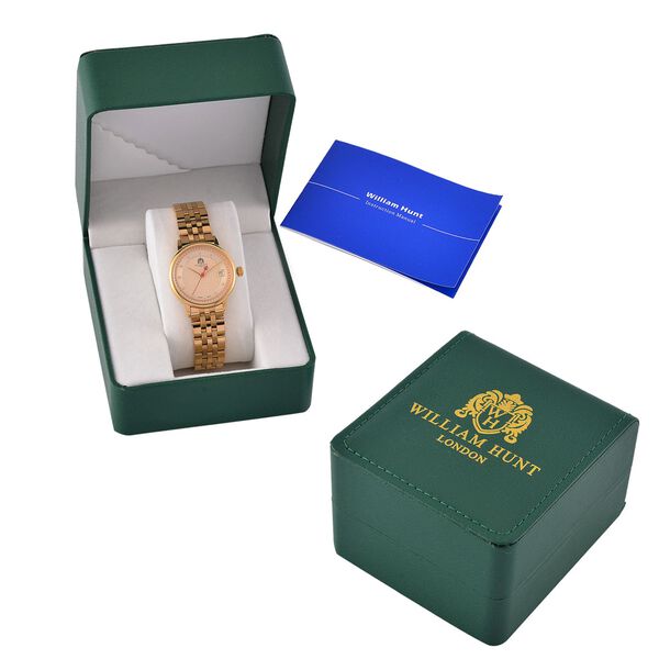 William Hunt – Schweizer Uhrwerk, Saphirglas, Weißer Zirkonia, Edelstahlarmband 19 cm, Rosé-Bicolor image number 8