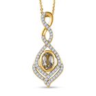 AAA Turkizit und weißer Zirkon-Anhänger mit Kette, 925 Silber Gelbgold Vermeil ca. 1.42 ct