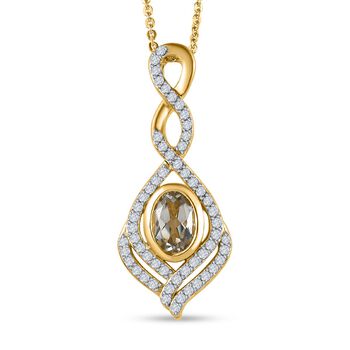 AAA Turkizit und wei&szlig;er Zirkon-Anh&auml;nger mit Kette, 50 cm - 1,42 ct.
