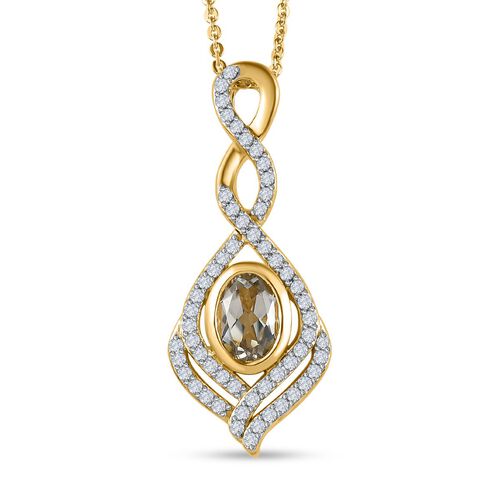 AAA Turkizit und weißer Zirkon-Anhänger mit Kette, 50 cm - 1,42 ct. image number 0