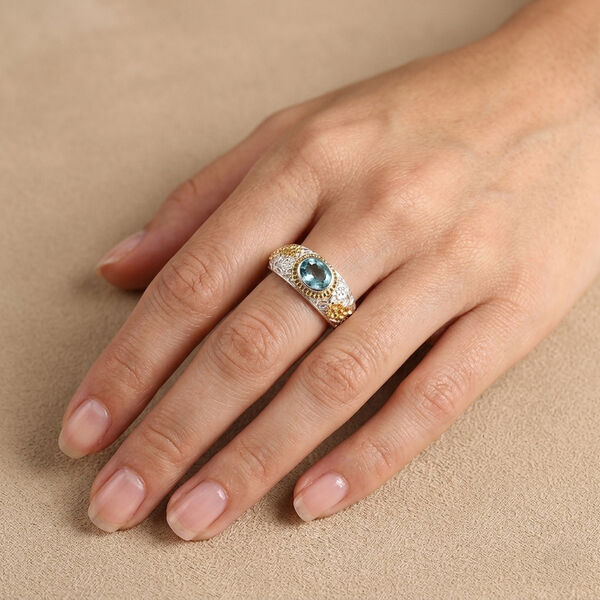 D'Joy Royal Bali -  Blauer Apatit Ring 925 Silber (Gr&ouml;&szlig;e 17.00) ca. 1.35 ct image number 2