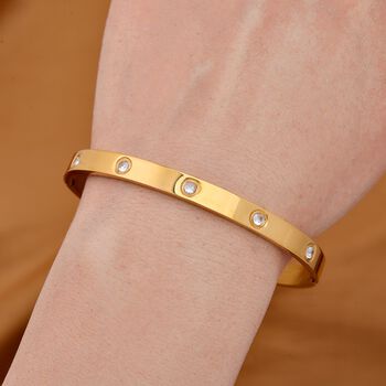 Wei&szlig;er Zirkonia Armreif, ca. 18.5 cm Reiner Edelstahl, vergoldet