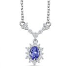 Tansanit, Weißer Zirkon Halskette ca. 45 cm 925 Silber rhodiniert ca. 0.93 ct