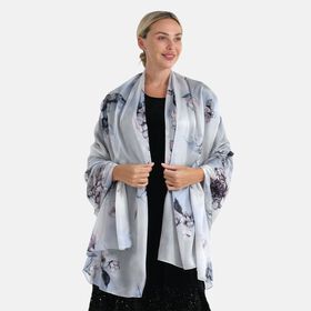  LA MAREY signature 100% silk scarf110*195cmweight:40gcolor:blue and greyMaterial:100% Mulberry silk