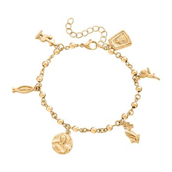 Charm-Armband mit Symbol Anh&auml;ngern, 316L Edelstahl, goldfarben veredelt, ca. 19 cm