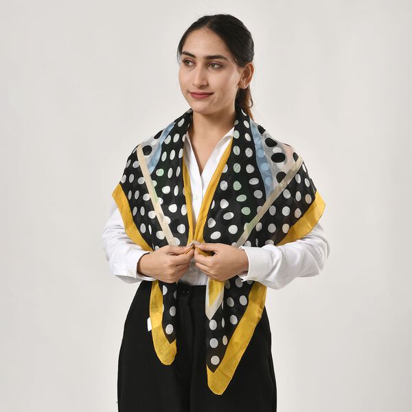 Geschmeidiger, luxuri&ouml;ser 100% Seidenschal, 100 x 100 cm, Schwarz image number 0