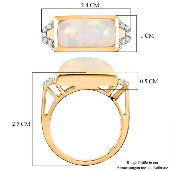D'Joy Nat&uuml;rlicher, &auml;thiopischer Welo Opal, Wei&szlig;er Zirkon Ring 925 Silber 750 Gelbgold Vermeil (Gr&ouml;&szlig;e 17.00) ca. 3,20 ct image number 6